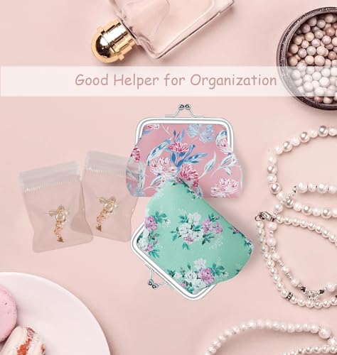 BenePoint Coin Purse for Women, Mini Purse Change Purse Coin Pouch with Kiss Clasp Lock& 2 Clear Jewelry Bags, Floral PU Leather Coin Purses Small Pouches for Cash and Jewelry (pink) - color: pink