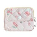 Cute Prints Cotton Quilted Coin Purse for Women Girls - color: PLAID RABBIT