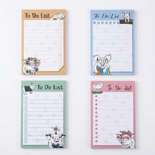 4 Pads Pig Cute Sticky Notes 4x6 Funny Post it Notes Animal Stationary - color: Pig