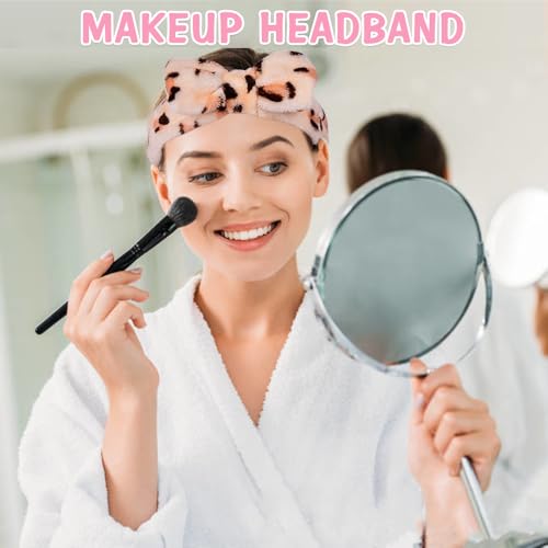 8 Pcs Spa Headband for Women Facial Makeup Headband Face Wash Coral Fleece - color: Purple, yellow, blue, pink, green, purple with dot or stripe, cow, leopard