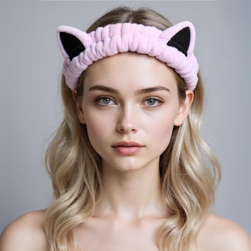 2Pcs Spa Headband for Washing Face Skincare Makeup Headbands for Women - color: Pink + Purple