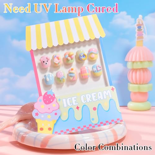 Double Rhythm 6 Pcs 15 ML Gel Polish Set Same Color Same Bottle Soak Off Gel Polish Kit Nail Art Manicure Salon DIY at Home for Women (Blue Green Beige Yellow Pink Orange-T6-9) - color: Ice Cream