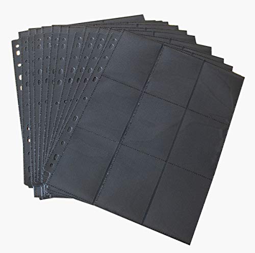 9-Pocket Black Card Sleeves Binder Sheets Double Sided Card Pages Protector - size: 100 background pages