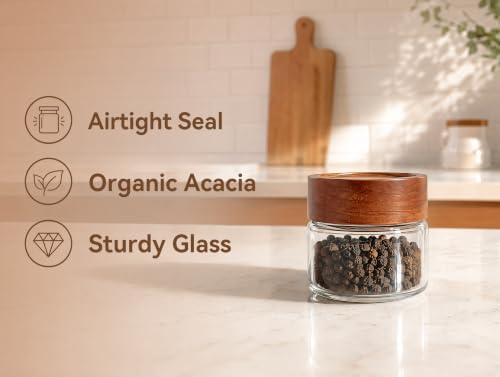 6‑Pack Small 8 Fl Oz (240 ml) Glass Jars w/Wood Lids & Spoons - color: M-lucency, size: 8 fl oz
