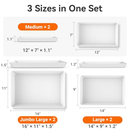 6-Pack Serving Tray in 3 Sizes, Serving Platter, Trays for Serving Food