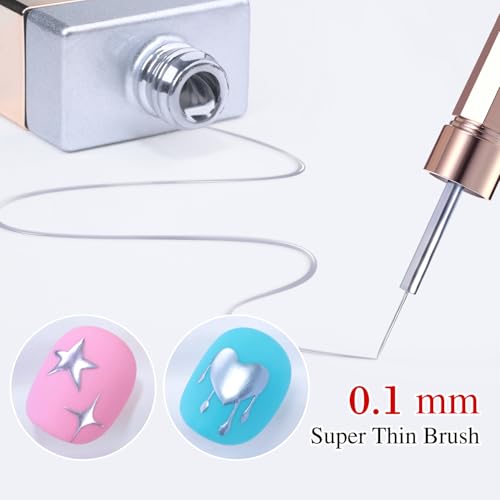 Double Rhythm 15 Ml Metallic Gel Liner Nail Art Gel Bronze Mirror Chrome Painted Drawing Stripper 3D Effect Gel Polish (Chrome Silver-L1009) - color: Chrome Silver