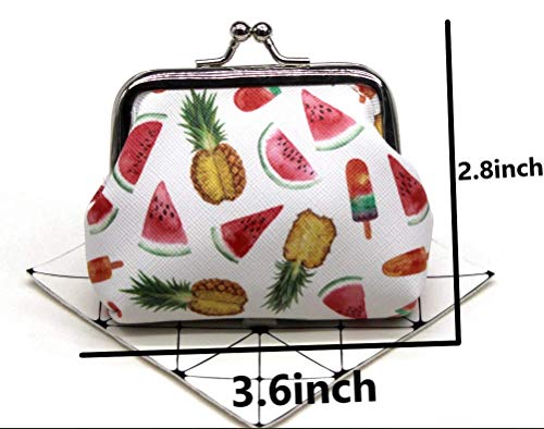 Lovely Watermelon Pineapple Ice Cream Coin Purse- Mini Colorful Clasp Pouch Wallet Key Bags Money Bag, Perfect Gifts for Girls Kids Purses Women Wallets Buckle Party Favors - color: White