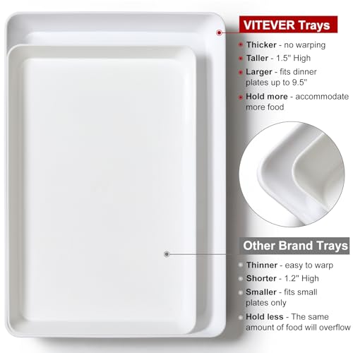 6 Pack, 16" x 11" Large White Serving Trays Set - Reusable Plastic Serving Platters for Cookie, Appetizer, Charcuterie, Snack, Dessert, Party Food Display - Stackable Kitchen CounterTop Tray, BPA Free - size: 6 Pack - 16" x 11"