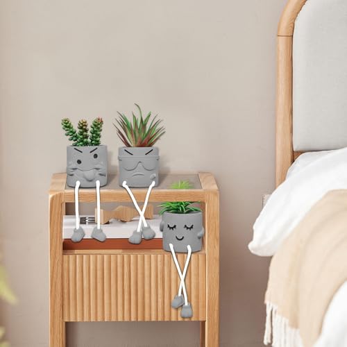 Zerzsy 3 Pack Faux Plants Small Artificial Succulents, Fake Plant Modern Farmhouse Decor, Mini Plants Succulent Pots Bathroom Decor, Office Desk Accessories - color: 3 Pcs Set/a
