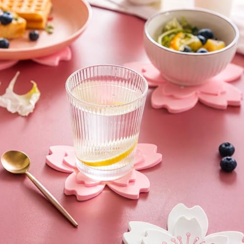 Kawaii Coasters Pink Office Desk Accessories Cherry Blossom Desk Home Decor - size: Small Cherry Blossom 2pcs