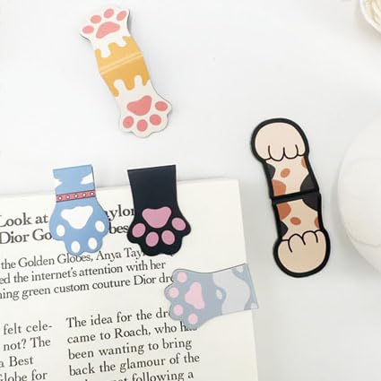 Cute Cat Paw Magnetic Bookmarks, 5 PCS Magnetic Cute Bookmark for Teacher, Women & Kids - Cat Paw Design (5 Cloros-2.0) - color: Brown