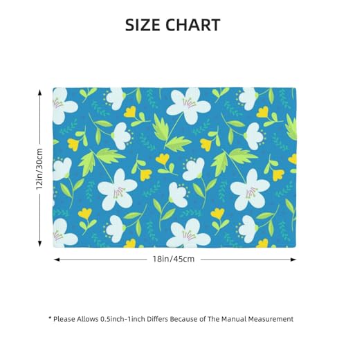 Yellow and White Flowers Placemats Set of 4 12x18 Inch - color: Light Blue, size: Set of 4