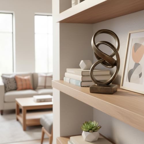 10" Modern Abstract Ribbon Decorative Sculpture, Knot Sculptures,Home Decor,Coffee Table Statues,Dining Living Room Desk Decor（Bronze Colored） - color: 10" Bronze Colored