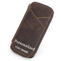 CONTACTS Personalized Pencil Case for 4 Full Grain Leather Zipper Pen Holder Custom Engraved Name Pens Pouch by Handmade - color: Personalized