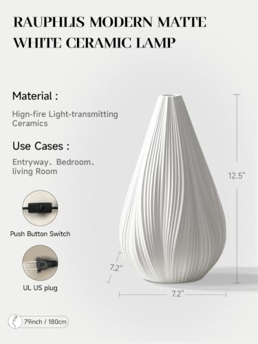 Modern Ceramic Table Lamp for Nightstand Bedroom Living Room