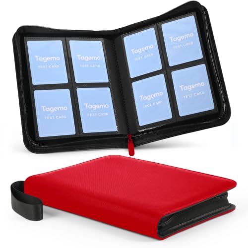 4 Pocket Card Binder, 160 Pockets Mini Trading Card Binder with Side Loading Pockets, Zip Closure and Water-Resistant Diamond-Textured Cover for TCG and Sports Cards - color: Red, size: 4-Pocket