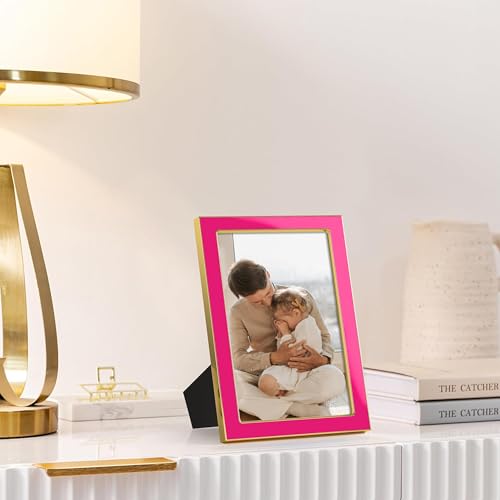 eletecpro 4x6 Enamel Picture Frame with Real Glass Cover, Rose Pink, 2-Pack - color: Rose Red, size: 4x6