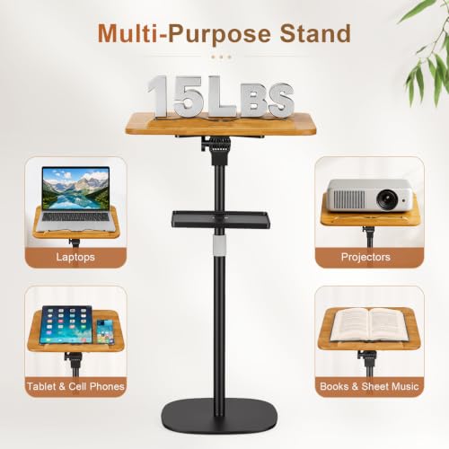 2-in-1 Floor & Desktop Music Book Stand, Adjustable Height 19.7-51.2 in - color: Brown