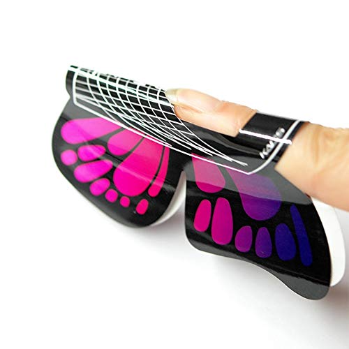 KADS 100Pcs Butterfly Nail Forms Self Adhesive Extension Poly Nail Gel Tool
