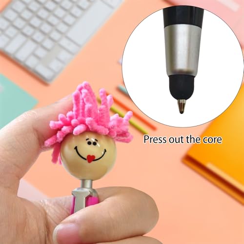 AWOJVIS Pens,ballpoint pen,8pcs Mop Head Ballpoint Pens, Funny Mophea Topper Pen with Plush Hair Writing Click Pen Portable Cute Cartoon Multi-function Signing Pens Decor Gift for Office Home Adultes