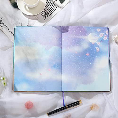SIIXU Starry Sky Writing Journal for Women, Men, Unique Colorful Blank Notebook for Daily Notes, Gratitude, Dreams or Planning, 7.5” x 10.2", 160 Pages, 2 Bookmarks, Large, Hardcover, Unlined - color: Blue