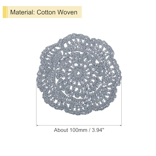 Crochet Doilies, 4Pcs 4" - Cotton Woven Fabric Coasters, Lace Round Handmade Coasters with Floral Pattern for Wedding Party Decoration (Grey)