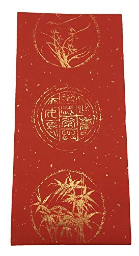 Easyou Handmade Red Xuan Paper Chun Lian for Couplet 7 Characters W:23cm*L:138cm(9"*54"*2pcs) 5sets - color: Couplet 7characters patterned with eaves-tile