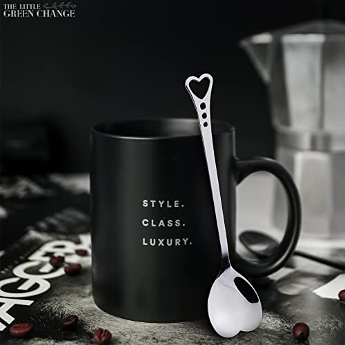 6 Pcs Heart Shaped Spoons for Ice Cream and Desserts, 5.6", Silver - color: 6 Pcs Silver Heart Shaped Spoons Set