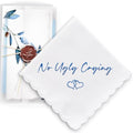 Wedding Handkerchief, Something Blue for Bride, Mother of Bride Gift - color: No Ugly Crying, style: Blue Olive Leaf