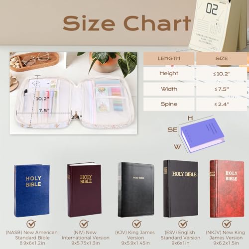 XKDOUS Bible Cover Case for Women Bible Bag Journaling Kit w/Study Supplies - color: Floral Patchwork, size: Large