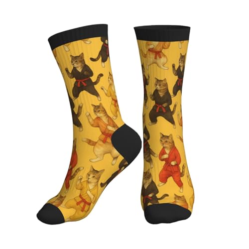 Crew Athletic Socks Funny Crazy Casual Sports Novelty Dress Socks for Women Men Running Hiking - color: Funny Yellow Cat