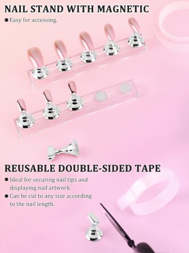 YOOVR 27-In-1 Nail Art Tools with Nail Stand Holder for Press on Painting - color: White