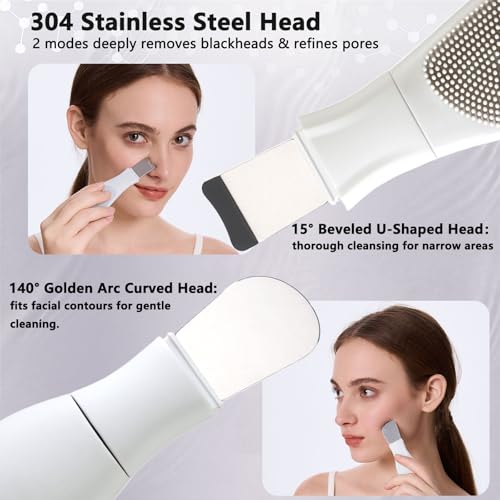 Silicone Face Scrubber Black Head Remover for Face- Appliances for Removing Make-up for Deep Cleansing Blackhead Remover Tools Face Spatula Makeup Removal Washing Brushes Pore Cleaner (Gray) - color: Gray