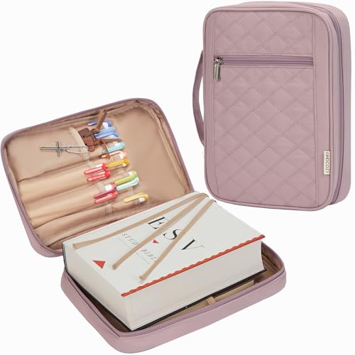 FINDCOZY Bible Cover for Women, Medium Carrying Case for Regular Bible - color: Peach Pink, size: Medium