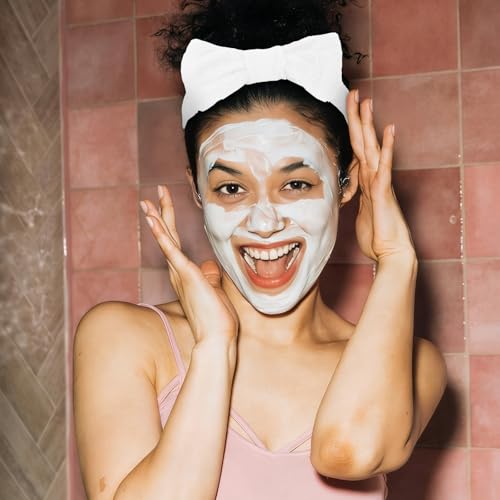 10 Pack Cute White Soft Microfiber Spa Headbands for Women & Girls - color: White