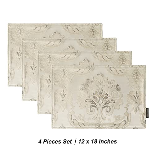 Loom and Mill Luxury Damask Floral Placemats Set of 4, Light Apricot - color: Light Apricot, size: 4 Pieces
