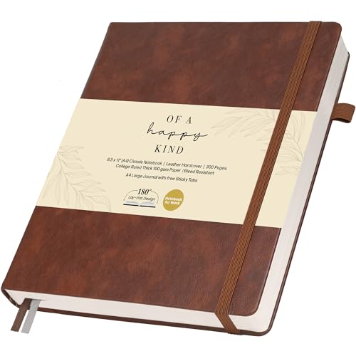 Thick Lined Journal Notebook 8.5x11" with Big A4 Hardcover Leather - Brown - color: Brown, size: A4 300 Pages