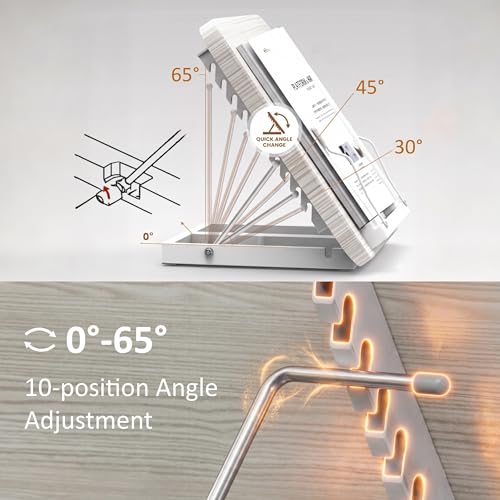 2-in-1 Floor & Desktop Book Stand with Large 16.5"x11.8" Wood Panel - color: White