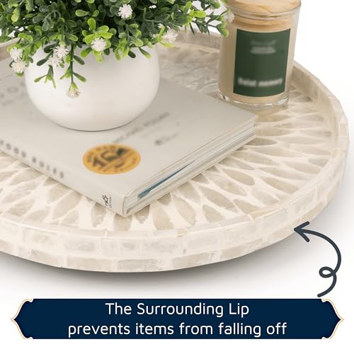 Mother of Pearl Turntable Organizer - Table & Countertop, Cabinet & Pantry Lazy Susan (12.5 in)