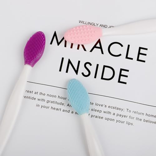 Double-Sided Silicone Facial Cleansing Brush – Exfoliating Blackhead Remover Tool for Deep Pore Cleaning and Gentle Skin Massage(Red) - color: Red