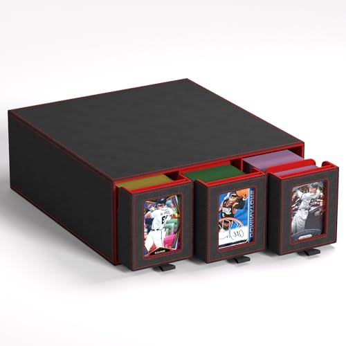 3-Drawer Trading Card Storage Box Holds 2500+ Cards(Red) - color: Red