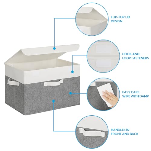 GRANNY SAYS Memory Keepsake Storage Box, Fabric Storage Bins with Lids - color: Gray & White, size: Extra Large