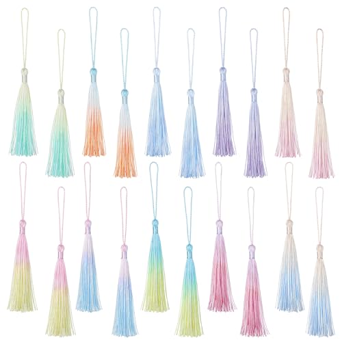 30 Pcs Tassels for Bookmarks, 5.12 in Silky Handmade Soft Flossy Bookmark Tassels with Cord Loop for Bookmarks DIY Crafts Keychain Jewelry Making (10 Colors)