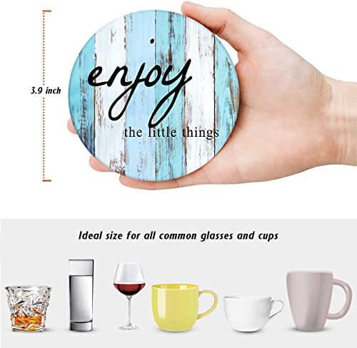 Britimes Coasters for Drinks, Set of 6, Ceramic Stone, Vintage Blue - color: Retro 1
