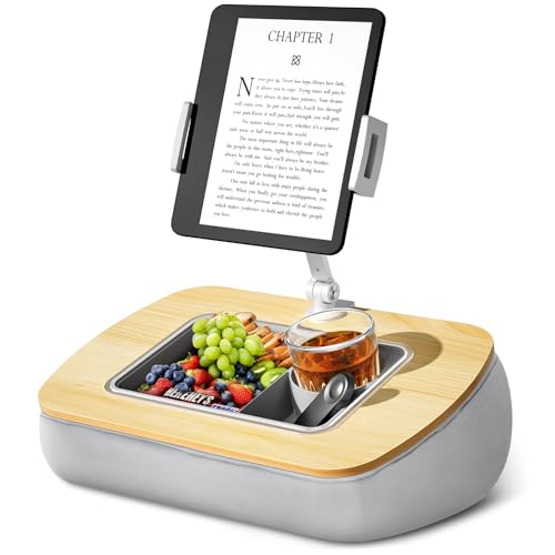 ERGONOV Tablet Pillow Stand with Snack Bowl,iPad Holder for Bed -Birch Gray - color: Birch Gray