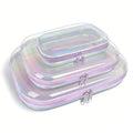 Clear Hard Shell Zipper Case,3PCS Transparent Clear Laser Zipper Pouches,Hard Side Plastic Case Set,Portable Travel Storage Organizer Bins - color: 3pcs-Purple-LMS-Laser