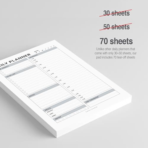 Daily Planner Notepad, 5.5 x 8.5" Tear-Off Pad – 70 Undated Sheets Focus-Enhancing Desktop Organizer with Hourly Schedule, To-Do List for Work, School (White, Checkbox, 2 Pack) - size: Checkbox, 2 Pack