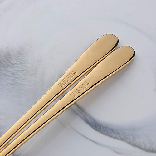 Buyer Star 5-pieces 5 Color Dinner Table Spoons 8-Inch Stainless Steel Metal Korean Soup Spoons - color: 5 color-A