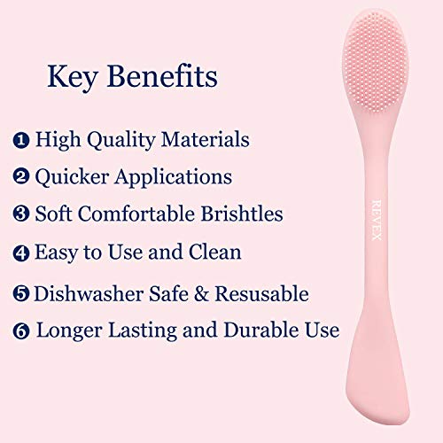 REVEX Silicone Face Mask Applicator,Face Scrubber,Exfoliating Pore Scrubber,Pore Cleaning Brush,2Pcs Mask Applicator Tool for Facial Mud,Face Brush for Women Men.(Pink+Gray) - color: Pink+Gray