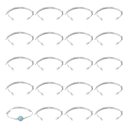 20Pcs Waxed Polyester Cord Bracelets Adjustable Braided Bracelets Handmade Friendship String Bracelets for DIY Women Jewelry Making Supplies (Light Grey) - color: Light Grey, size: 235mm